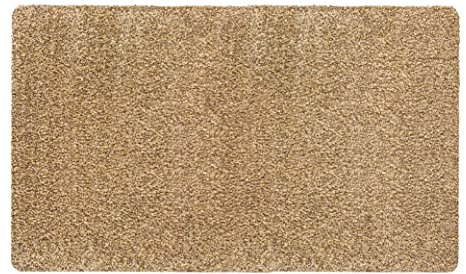 LA KO Baumwoll Fußmatte in verschiedenen Größen und Farben - waschbare Fußmatte, angenehm weich (beige, 60 x 100 cm)