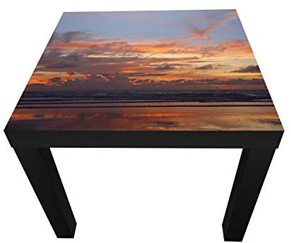 wandmotiv24 Beistelltisch Sonnenuntergang am Strand in Bali Schwarz - Hochglanz Kleiner Tisch als Deko, Holz-Tisch, Tischplatte Bedruckt, Couchtisch, Gartentisch, Kunstdruck M0907