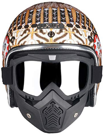 Vintage Motorradhelm für Männer & Frauen Classic Retro Jethelm Design Lightweight DOT Zertifiziert für Motorrad Cruiser