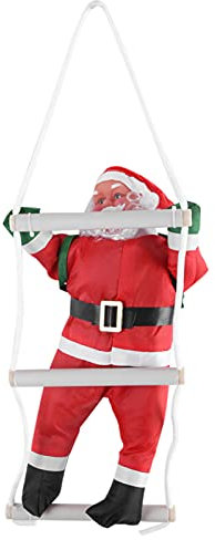 Combort Weihnachtsmann Spielzeug Ornament, Weihnachtsmann Dekoration, Weihnachtsmann Klettern auf Seil Leiter für Weihnachtsbaum Innen/Außen Hängende Ornament Dekoration (EIN Spielzeug)