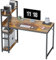 CubiCubi Computer Desk with 3 Tier Storage Shelves on Left or Right, 120x60x120 cm Study Writing Table with Bookshelf for Home Office, Modern Simple Style, Steel Frame, Rustic Brown