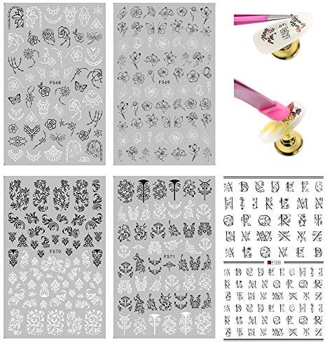 10 pieces of 3D French Nail Art Nail Decal black and white lace maple leaf nail art design sticker nail art decoration DIY Nail Art Sticker acrylic nail design decoration