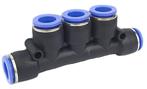 5 Stück Pneumatik Verteiler 3-Fach - Push In Steckverbinder - (8mm Schlauchanschluss)