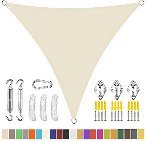 LRHRHR Tenda a Vela Triangolare, Tenda Parasole Esterno Impermeabile Protezione Raggi UV Vela Ombreggiante per Giardino Terrazza, con Kit di Fissaggio