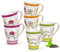 Schönes Tassen 6er Set bunte Blumen in orange & grün - Moderne 300ml Porzellan Kaffeebecher für Cappuccino Kaffee Tee - Außergewöhnliche Kaffeetassen spülmaschinenfest und mikrowellengeeignet