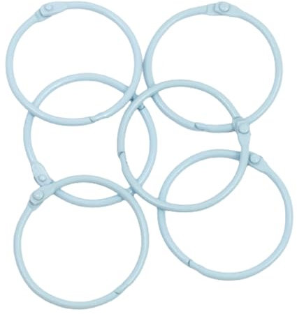Craftelier - Set mit 6 Metallringen zum Binden, ideal für Scrapbooking und Basteln, Ringe für Alben, Notizbücher, Planer oder Tagebücher, Größe Ø 45 mm, Babyblau