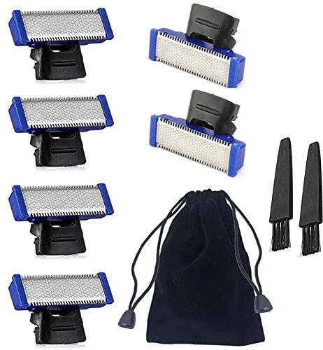Rasierer-Ersatzkopf für Solo Elektrorasierer Trimmerkopf Herren Wiederaufladbar Ganzkörper Haarschneider Klinge Ersatz Cutter Kopf (6 Stück+2 Bürsten+Tasche)
