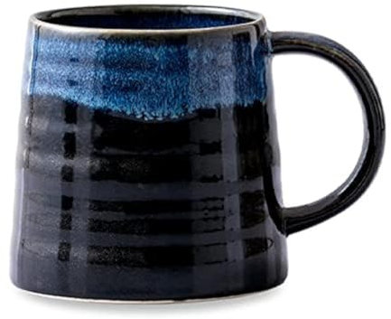 SECELES Teetasse Groß 400ml, handgemachte Keramik Große Kaffeetassen Becher für Büro und Zuhause, großer Griff, mikrowellen- und spülmaschinenfest, stilvolle Texturglasur (Starry Blue)