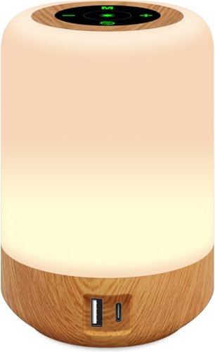 salipt Nachttischlampe mit Ladefunktion, Touch Dimmbar Tischlampe