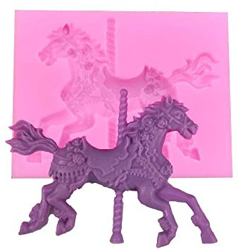 Reland Sun Moule à gâteau en silicone en forme de cheval carrousel (D)