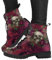 Minetom Damen Gothic Chelsea Boots Frauen Punk Stiefeletten Biker Boots Winter Knöchel Stiefel Mit Blockabsatz Gotisch Drucken Kurze Stiefel A Rot 41 EU