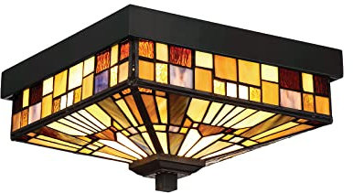 Kleine Deckenleuchte im Tiffany Design mit buntem Mosaikglas 2-flammig, Ø 26cm