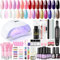 COSCELIA Kit Unghie Semipermanenti con Lampada U-V/Led Unghie da 80 W, 3 Colori Poly Extension Gel e 15 Colori Smalti Semipermanenti, Elettrico Trapano Del Chiodo Professionale Tools Set
