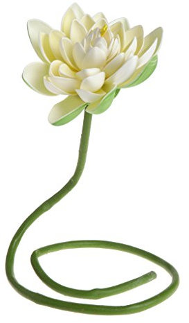 goodluxx Künstliche Kunstblume Lotus Seerose mit Stab Pflanzen Gartenteich Vase Dekor Künstliche Blume Milchweiß