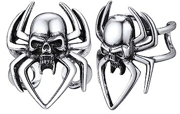 Silvora Mode Spinnen Ohrstecker 925 Silber Herren Damen Non-Piercing Ohrklemme Ohrclips Hip Hop Spinnen Ohrringe Geschenke für Männer Jungen