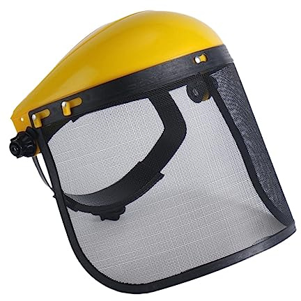 MagiDeal Forestry Face Guards Protective with Metal Mesh Visor Good Ventilation Adjustable Lightweight for Gardening or Landscaping, Yellow