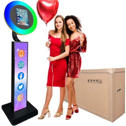 ZLPOWER Fotoautomaten für iPad 10,2 Zoll, 11 Zoll, 11 Zoll, 12,9 Zoll mit individuellem Logo, Selfie-Fotoautomaten-Maschine mit RGB-LED-Ringlicht und Wabenboxen für Veranstaltungen, Verleih, Hochzeit,