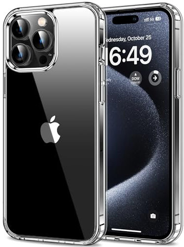 HOOMIL Cover per iPhone 15 Pro Max 6,7 Pollici, Custodia Anti-Ingiallimento, Antiurto e Anti-Graffi, Retro Rigida Trasparente - Crystal Clear