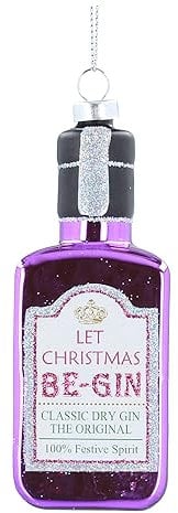 Gisela Graham Purple Glass Gin Bottle Christmas Tree Decoration