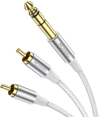MOSWAG 6.3mm Stereo Klinke auf Cinch Kabel 5M Vitalco 2x Male Cinch Stecker zu Stereo Grosse Klinke Audio Adapter 6,35mm TRS zu Dual RCA Audio Kabel Y Splitter Kabel