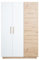 roba Kleiderschrank 'Lion' 3-türig - in Weiß/Holzdekor 'Artisan Eiche' - Griffe aus massiver Eiche - Drehtürenschrank - HxBxT: 200 x 132 x 52,5 cm