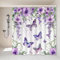 VODRM Schmetterlings-Duschvorhang, 183 x 183 cm, florales Badezimmer-Dekor mit 12 Haken, violett, Lavendel, Flieder, wasserdichte Polyester-Vorhänge, moderne Wohnzimmer-Dekoration und