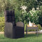 Rantry Fauteuil inclinable de jardin avec coussin en rotin synthétique noir Fauteuil inclinable de jardin avec repose-pieds dossier chaise assise