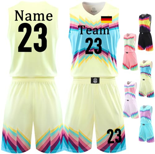 BROKANER Benutzerdefinierte Basketball Trikot Tshirt und Shorts Kinder Herren Personalisiert Basketball Jersey Basketball ärmellose Anzug Basketball Sportbekleidung