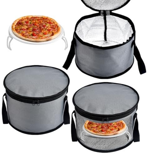 3 Sets Pie Carrier with Lid and Handle Insulated Casserole Carrier with Dish Tray Plate Stacker Reusable Insulated Cake Cooler Carrier Bag for Potluck Picnic (11 * 7 Inches,Grey)