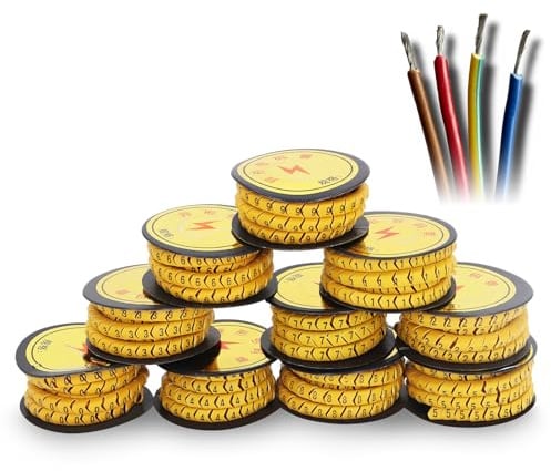 10 Stück Kabelkennzeichnungskabel, PVC, Kabelbeschriftung 10 Rollen 0~9 Kabelmarkierer Nummer, Kabel Beschriftung 1,5mm², Klare Markierungen,für die Elektronik, Computer(1,5m²)