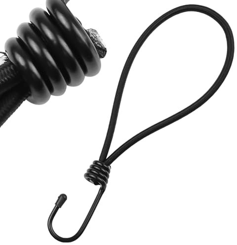 DRERIO Spanngummi mit Haken 10 Stück klein Expander mit Metall Haken 25 cm kurz gepäckspanner, schwarz Belastbare Gummispanner mit Haken für Zelte, Banner, Plakate, im Freien, Camping, Garten