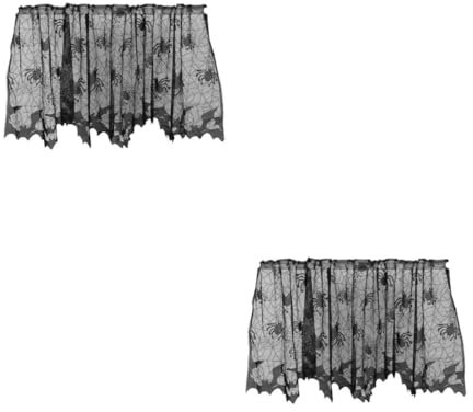 Alipis 2st Spinnennetz-fenstervorhang Halloween-augapfellichter Mantel Gespenstisch Halloween-fenstervorhänge Halloween-Dekorationen Im Innenbereich Spinnennetz Lampe Fußabtreter Black
