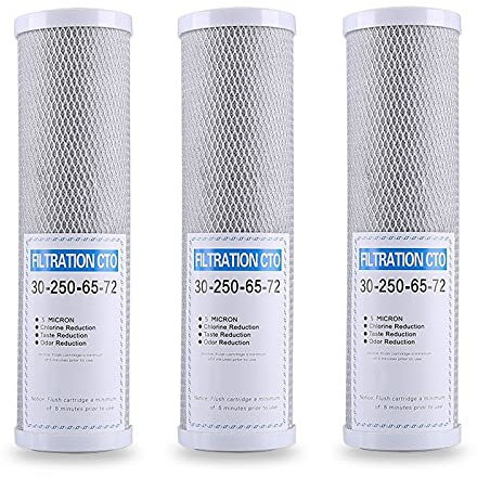 Jzoowar 3-Teiliger Wasser Filter Aktiv Kohle Patronen Filter 10 Patronen Reiniger CTO Block Kohle Filter