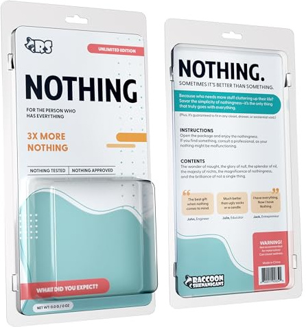 Raccoon Shenanigans Nothing Gift - Funny Gag Gift for Dad, Mom, Women & Men Who Want Nothing - Hilarious Novelty & Useless Practical Joke for The Person Who Has Everything - Weird Prank Box Stuff