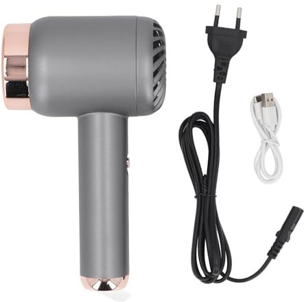 Secador de Pelo Inalámbrico Ciciglow, Iónico, Pequeño Portátil, Recargable USB, Viaje y Camping, Gris Oscuro, 15000mAh, 3 Velocidades, 220V CC, Tecnología Iónica Avanzada