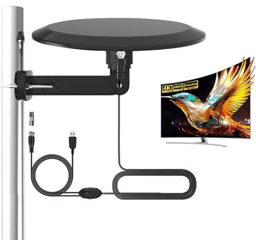 Antenna TV digitale a lungo raggio per esterni e interni Smart TV Antenna per soffitta RV con Booster, Freeview 4k/HDTV/1080P TV canali locali con cavo coassiale da 32 piedi