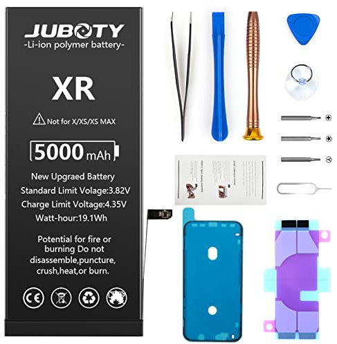 JUBOTY 2025 New Upgraded Battery for iPhone XR, 5000mAh Lithium Polymer High Capacity Battery Replacement for iPhone XR Model A1984 A2105 A2106 A2108 with Professional Repair Tools