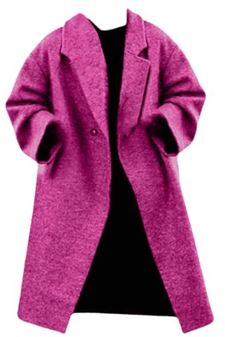 Manteau Long décontracté pour Femmes, Ceinture, de, Coupe Ample Veste À Carreaux Femme Bleu Manteau Ski Femmes (Hot Pink, XL)