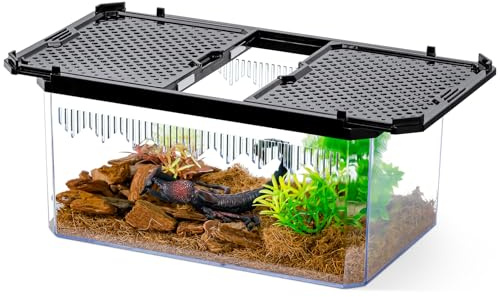 9.3 Clear Magnetic Door Reptile Terrarium for Gecko & Frog Black