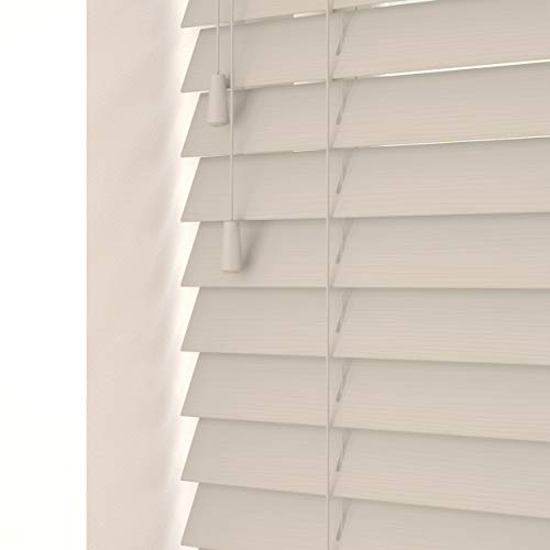 Cloud 50mm Faux Wood Venetian Blinds Fine Grained With Strings 120cm Drop 100cm Wide