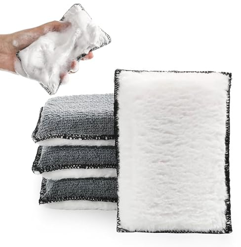 Auto Innenraum Scrub Pads Set, 4 Stück Scrub Pad, Schwamm Microfaser Reinigungspads Reinigungs, Reinigungsschwamm Auto Innen, Auto Schwamm für Polster, Leder, Cockpit & Armaturen