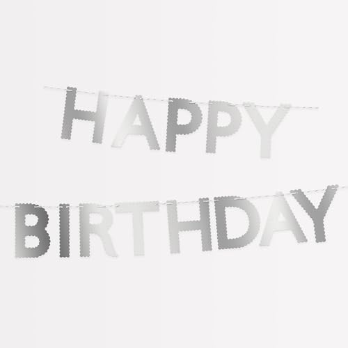 Meri Meri Scallop Happy Birthday Banner (Pack of 1), 10' Birthday Party Banner with Excess Cord