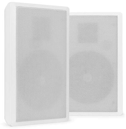 Power Dynamics PD WSF30W Flat Wall Speakers 5.25 Pair 100V On-Wall Slim Loudspeaker System for Commercial Audio/PA Systems - White, ABS Speaker Set, 2-Way Woofer Tweeter Design