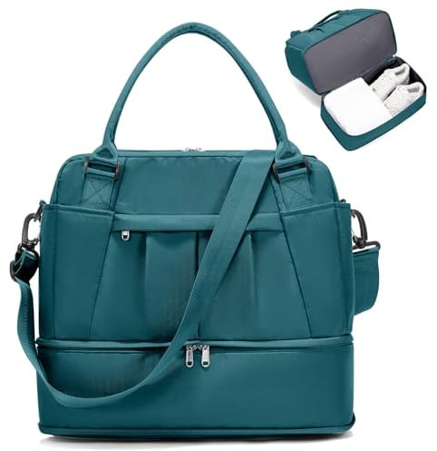 for Ryanair Airlines Underseat Cabin Bag 40x30x20 Weekend Overnight Carry on Holdall for Women Travel Duffel Sport Gym Tote Mum Hospital Bags with Wet Pocket,C05-Peacock Blue