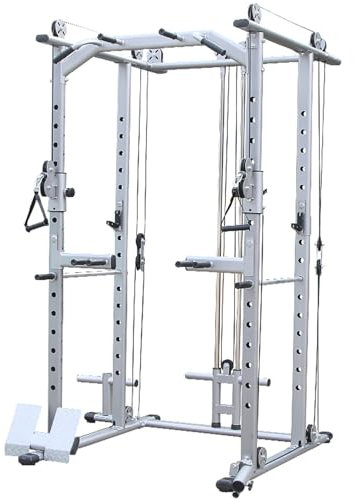 Squat Rack Power Cage with Cable Pulley System Gym Equipment