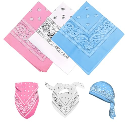 YAWYO Lot de 3 Bandanas Multi-usages, imprimé Cachemire, Unisexe, pour Cheveux, pour Femmes et Hommes, Accessoires de Style Cowboy