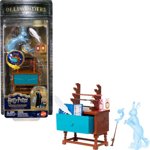 Mattel Harry Potter Toys - Diagon Alley Collectible Shops, Ollivanders Zauberstab-Shop, 10 vom Film inspirierte Accessoires mit Überraschungen
