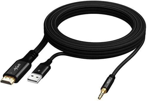 Mygatti 1 m unidirektional HDMI ARC/eARC auf 3.5mm AUX Stereo Audio Extraktor Konverterkabel, USB betriebener, 192 kHz PCM für TV-zu-Heimkino Systemverstärker/alte Lautsprecher – Plug & Play