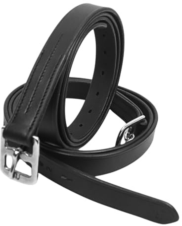 Equine Smile ES5024 Leder Steigbügelriemen Bügelriemen, Schwarz, 135 cm | Verstellbare Riemen Edelstahlschnallen Dressur Springreiten Steigbügelleder Steigbügel Sattel Zubehör Reiten Reitsport