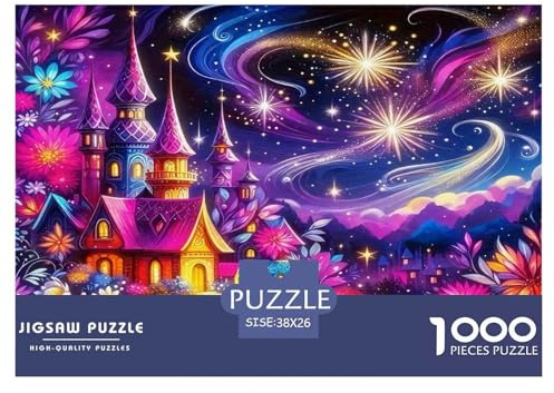 Fantastisches Schloss 1000-stückiges Puzzle Für Erwachsene,Regenbogenfarbener Sternenhimmel Intelligenz-Puzzle Anspruchsvolles Spielzeug Familien-Puzzlespiel Home-Dekoration 38x26cm/1000pcs